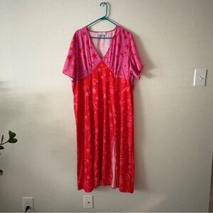 Never Fully Dressed Pink and Red Midi Dress